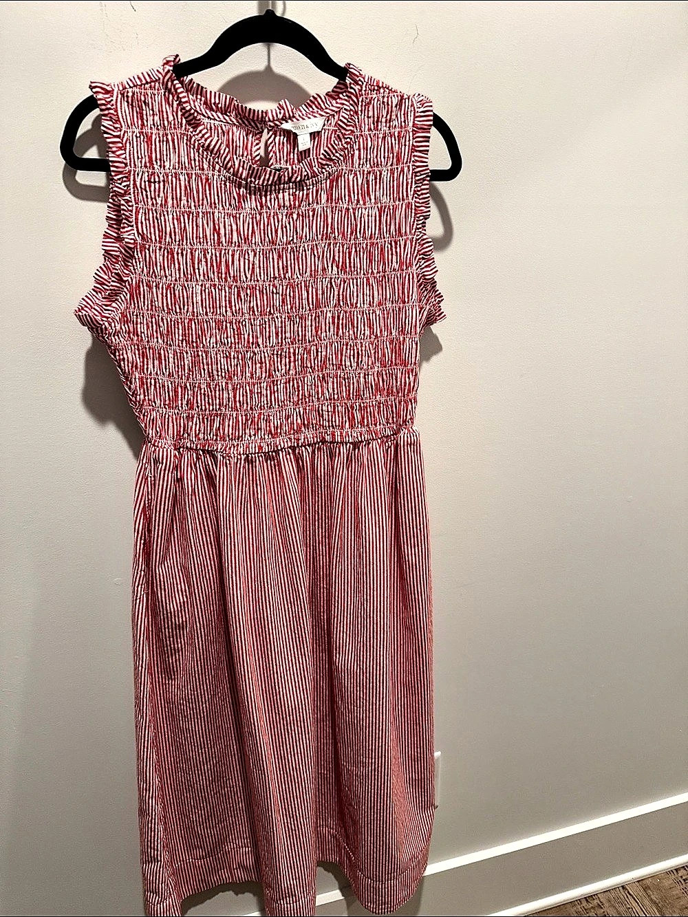 Women’s  Striped Dress with pockets Red & White
